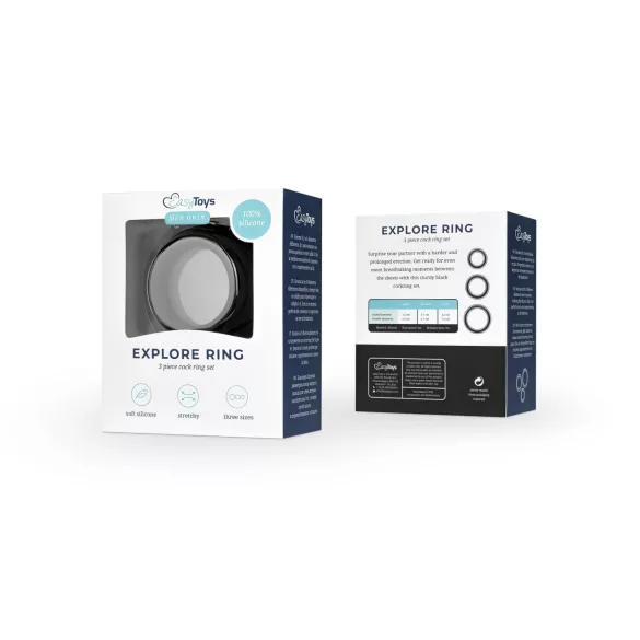 Easytoys - set de cockrings - 3 anneaux - silicone noir