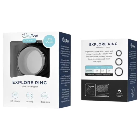Easytoys - set de cockrings - 3 anneaux - silicone noir