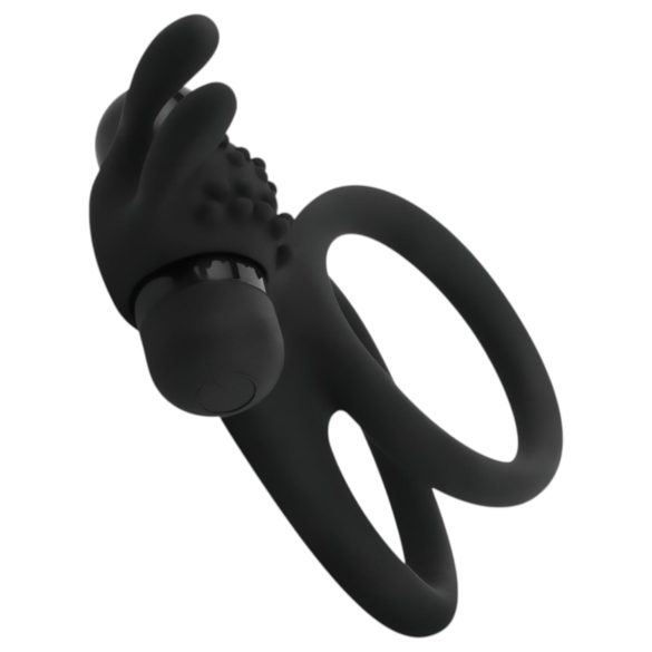Easytoys - Anneau pénien vibrant pour pénis et testicules - silicone noir