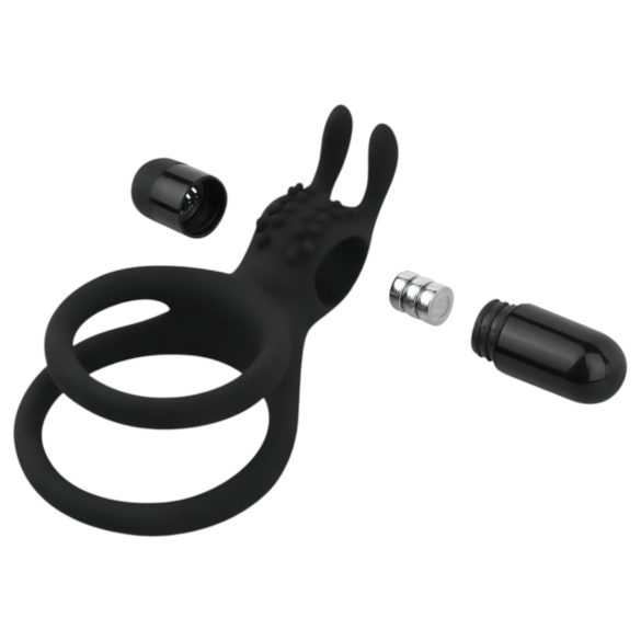 Easytoys - Anneau pénien vibrant pour pénis et testicules - silicone noir