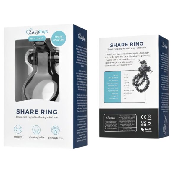 Easytoys - Anneau pénien vibrant pour pénis et testicules - silicone noir