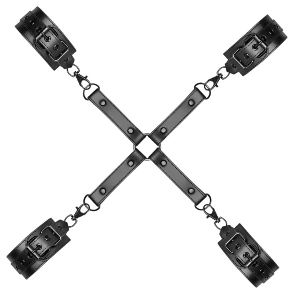 Bedroom Fantasies - croix de bondage - fixation croisée - simili cuir noir