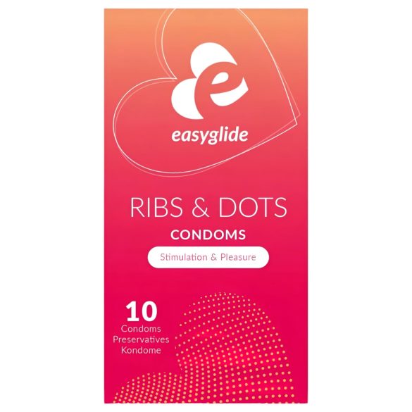 EasyGlide Ribs & Dots - préservatifs nervurés et perlés (10 unités)