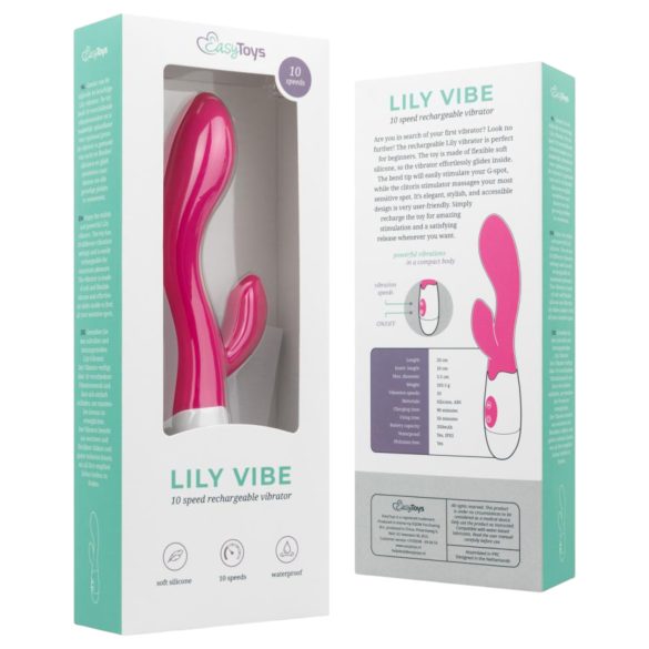 Easytoys Lily 2.0 - vibromasseur rose rechargeable à double stimulation