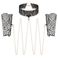 Rosy Gold - Collier et menottes (noir)
