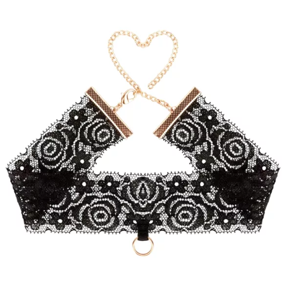 Rosy Gold - collier et menottes poignet - noir