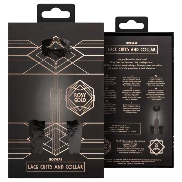 Rosy Gold - collier et menottes poignet - noir