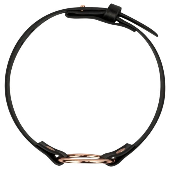 Rosy Gold - collier de cou bondage - simili cuir noir rose gold