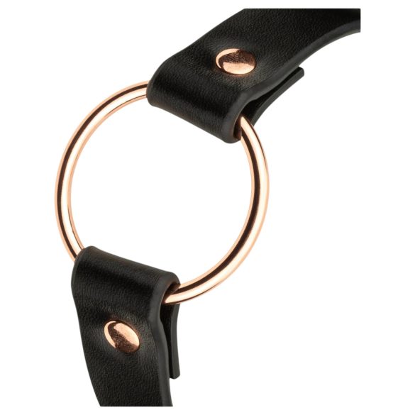 Rosy Gold - collier de cou bondage - simili cuir noir rose gold