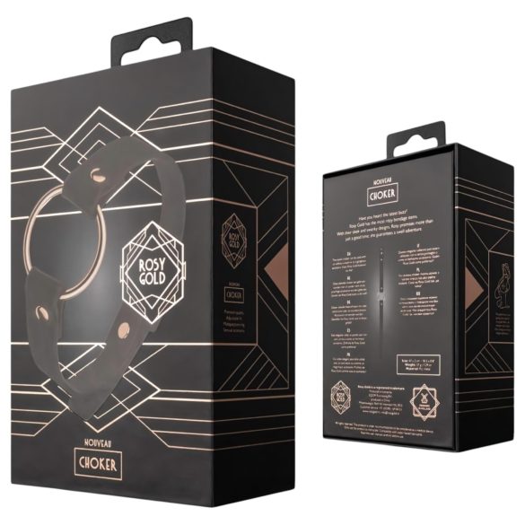 Rosy Gold - collier de cou bondage - simili cuir noir rose gold