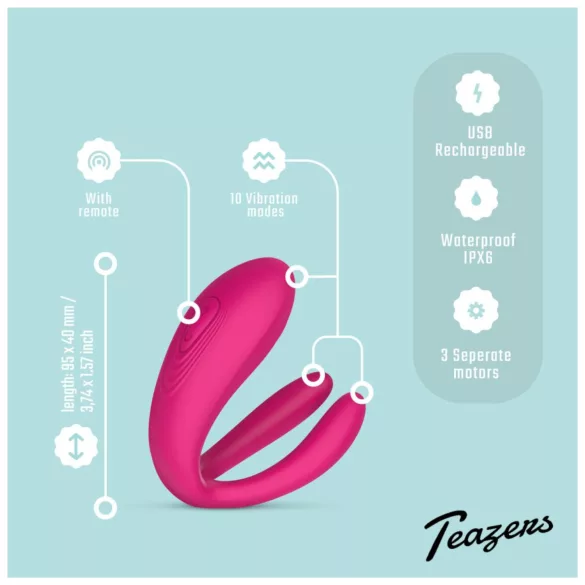 Teazers - vibromasseur couple 3 moteurs - silicone rose