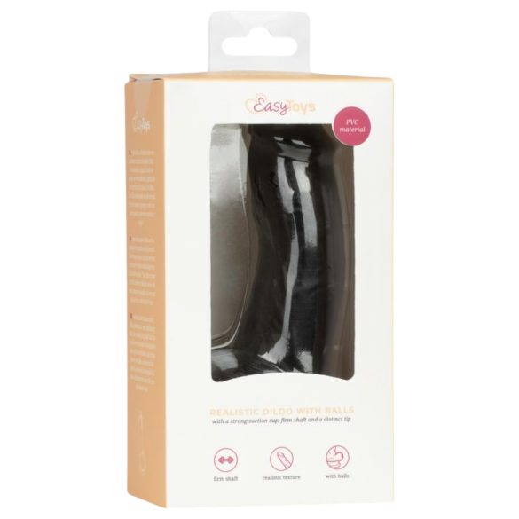 Easytoys - godemichet réaliste avec testicules - 12 cm - noir