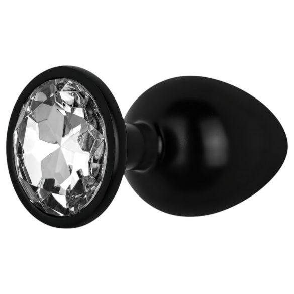 Collection Easytoys Anal - Plug anal en métal avec bijou - M (noir)