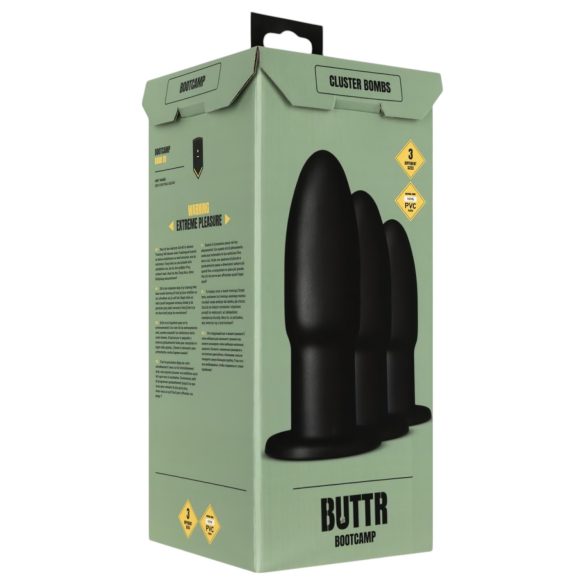 BUTTR - kit de training anal - boules progressives - silicone noir