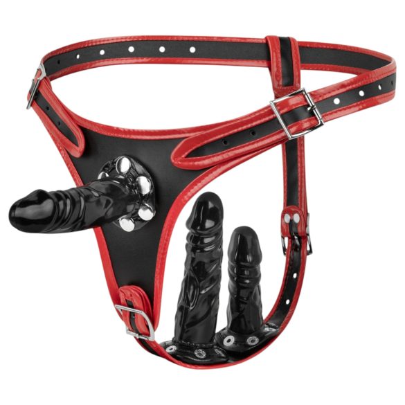 Easytoys - Slip avec triple gode (noir)
