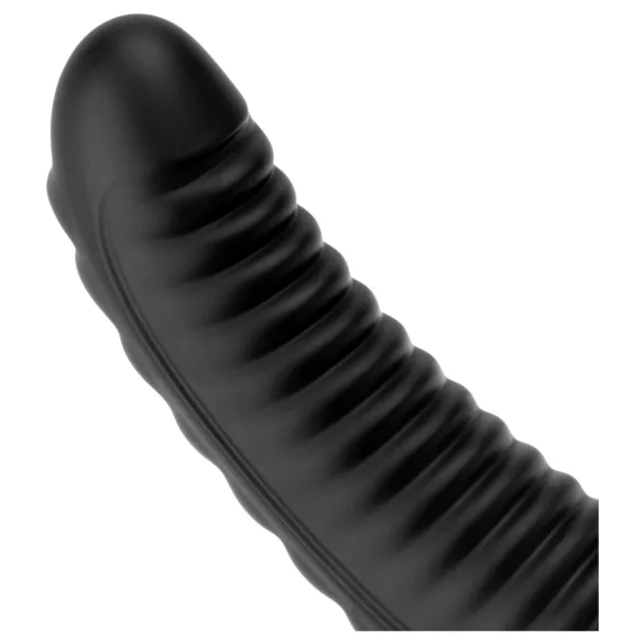 BUTTR Double Ribbed - plug anal géant à grosses côtes (noir) - 26 cm