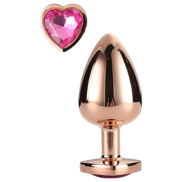 Gleaming Love - Plug anal alu pierre cœur (or rose)
