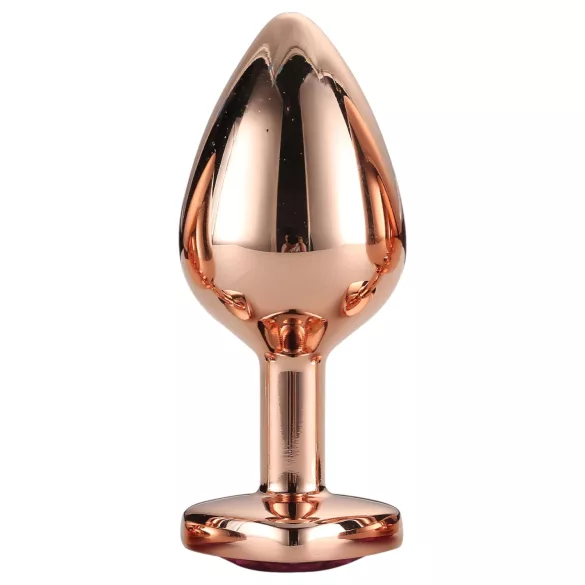 Gleaming Love - plug anal aluminium cœur cristal - M - rose doré