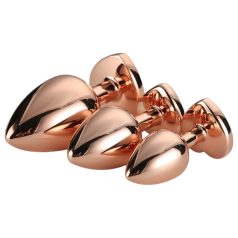   Gleaming Love - ensemble de plugs anaux coeur - rosegold (3 pièces)