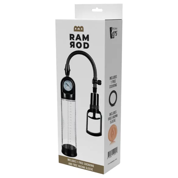 Ramrod Deluxe - pompe pénis avec manomètre - transparent