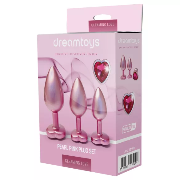 Dreamtoys Gleaming Love - set de plugs anaux cœur (rose)