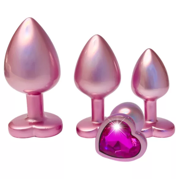 Dreamtoys Gleaming Love - set de plugs anaux cœur (rose)
