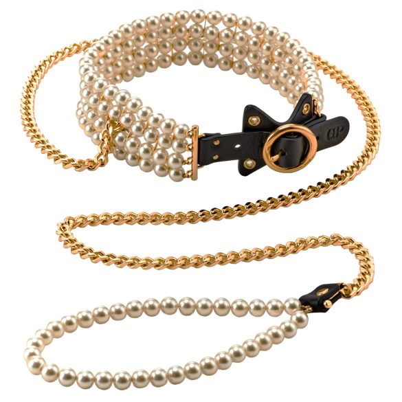 Allure - Collier perlé avec laisse (noir)