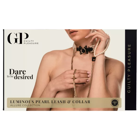 Allure - collier perlé avec laisse - noir