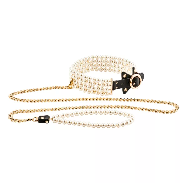 Allure - collier perlé avec laisse - noir