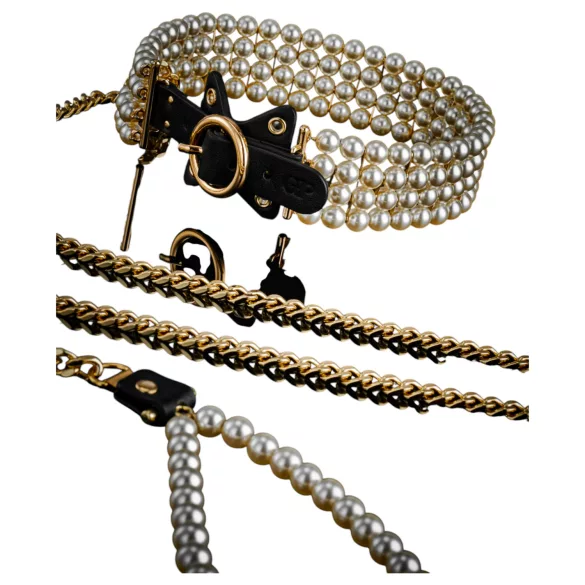 Allure - collier perlé avec laisse - noir