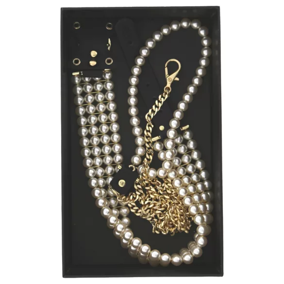 Allure - collier perlé avec laisse - noir