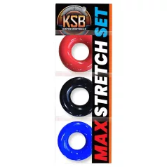   Kiotos Max-Stretch - ensemble d’anneaux péniens extensibles (noir/rouge/bleu)
