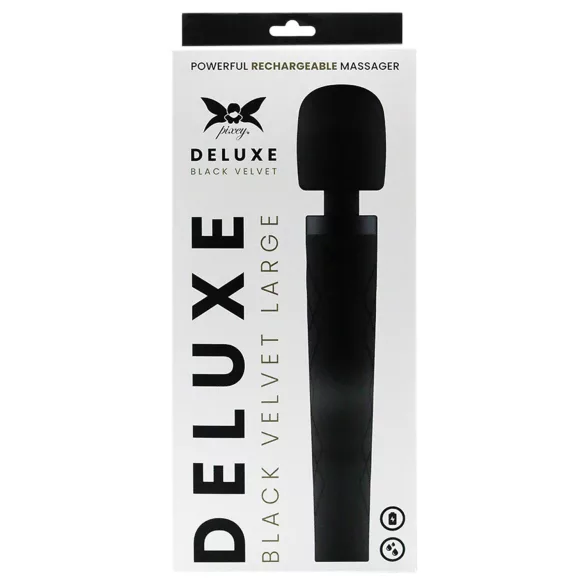 Pixey Deluxe Black Velvet - vibromasseur wand taille L (noir)