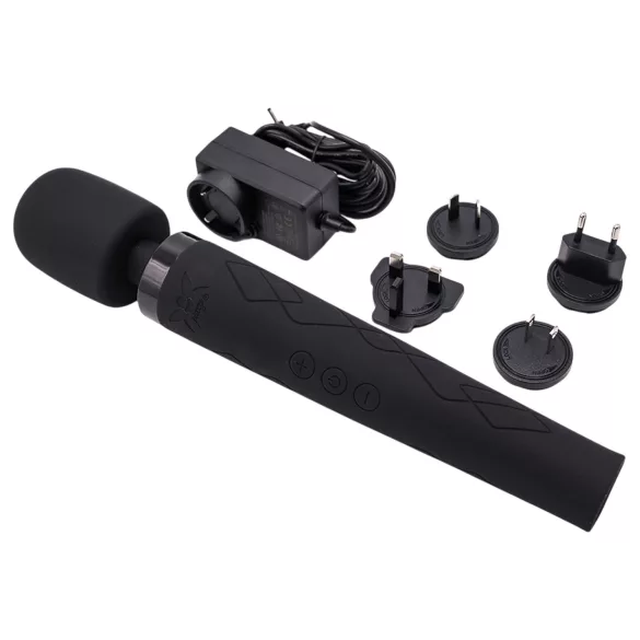 Pixey Deluxe Black Velvet - vibromasseur wand taille L (noir)