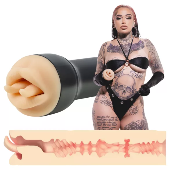 Kiiroo Feel Leigh Raven - bouche artificielle avec langue coupée (couleur chair)