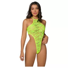   Zôf Sunny - body en dentelle à échancrure haute avec tour de cou (jaune)