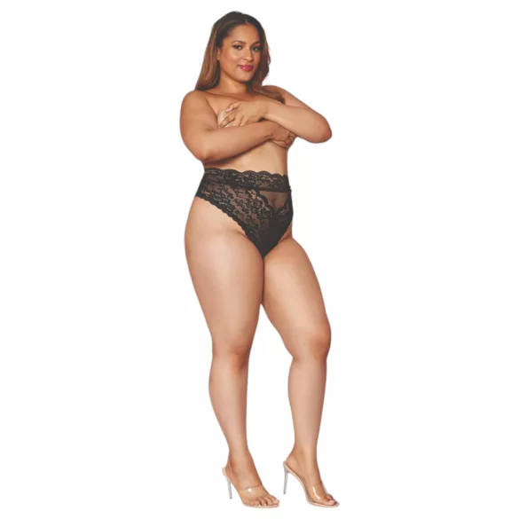 Dreamgirls - culotte taille haute en dentelle - noir - 2XL