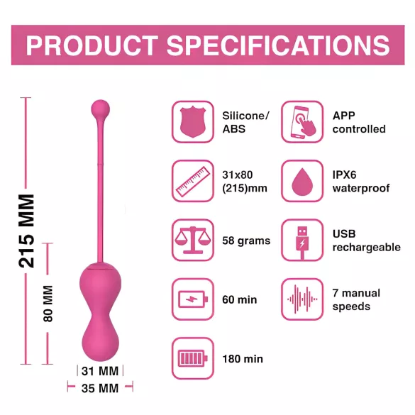 Magic Motion Kegel Master - Boule de geisha vibrante contrôlée par application (rose)