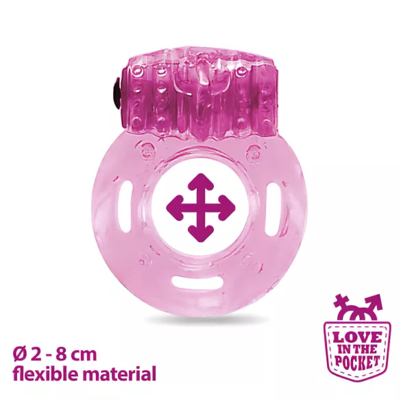 Love in the Pocket - anneau pénien vibrant jetable - silicone rose