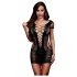 Baci - mini-robe résille noir à lacets manches courtes (S-L)