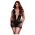Mini-robe noire à lacets manches courtes - Taille Plus (XL-XXL)
