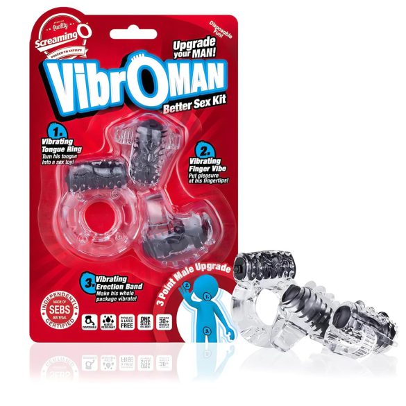 Ensemble Vibroman Exalté - anneau vibrant pour pénis (noir)