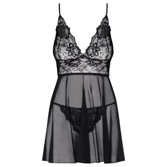 Obsessive Idillia - nuisette légère en dentelle et string (noir)