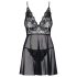 Obsessive Idillia - nuisette légère en dentelle et string (noir) - L/XL