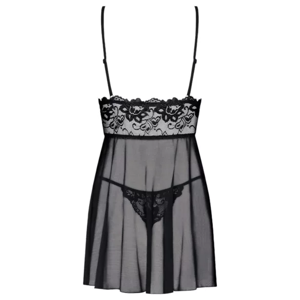 Obsessive Idillia - nuisette légère en dentelle et string (noir) - L/XL