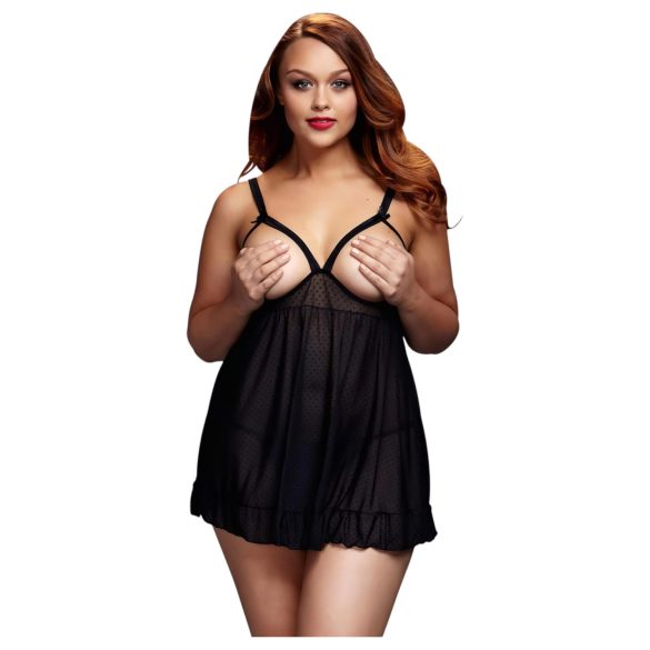 BACI Plus Size - babydoll ouverte à pois - noir (XL-XXL)