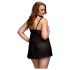 BACI Plus Size - babydoll ouverte à pois - noir (XL-XXL)