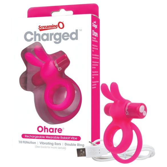 Screaming O Ohare - anneau vibrant lapin rechargeable (rose)