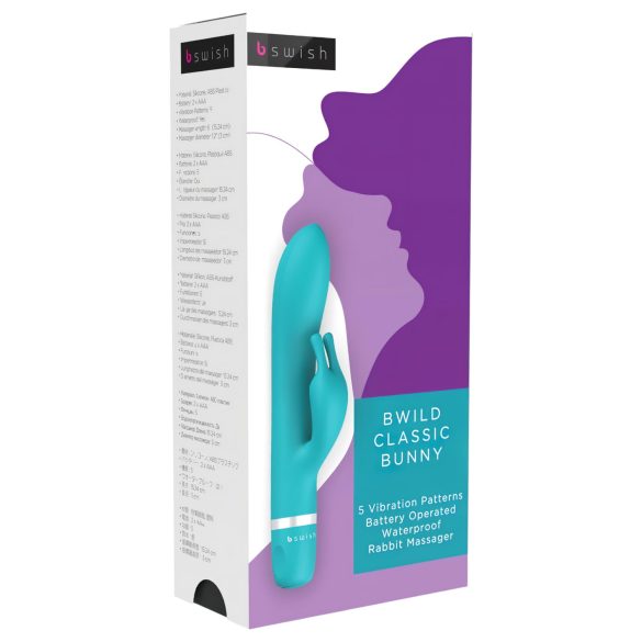 B SWISH Bwild Classic Bunny - vibromasseur turquoise à double stimulation