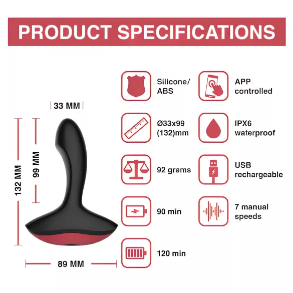 Magic Motion Solstice - Vibromasseur prostatique connecté par application pour hommes (noir)